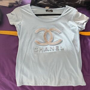 Chanel Sky Blue Short Sleeve Tee